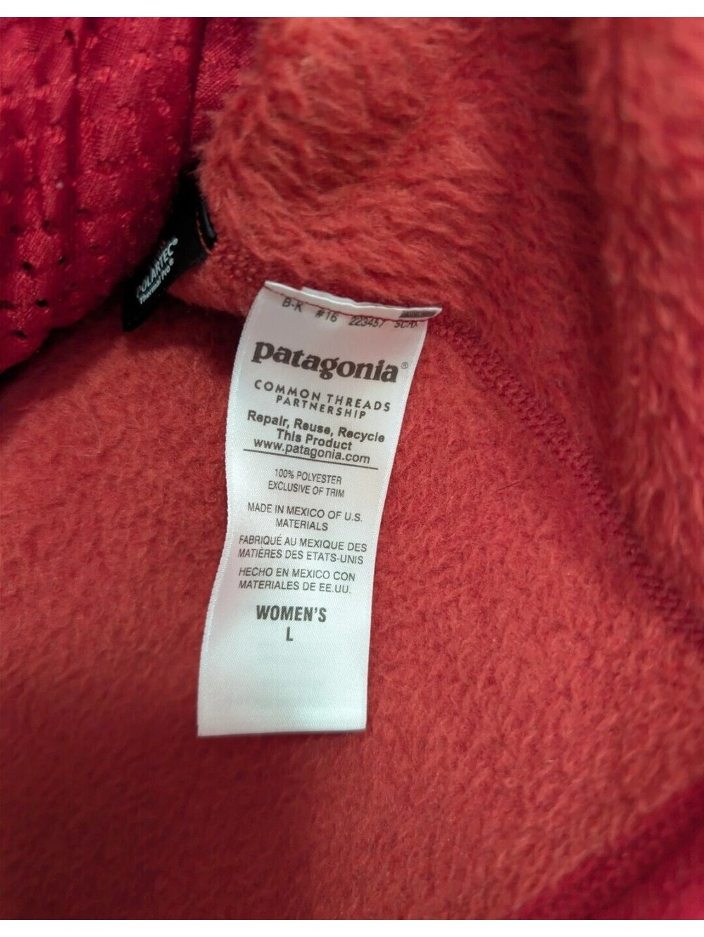 Patagonia Women's Large Red Fleece Vest with Chest Pocket, Made in Mexico - Picture 4 of 6
